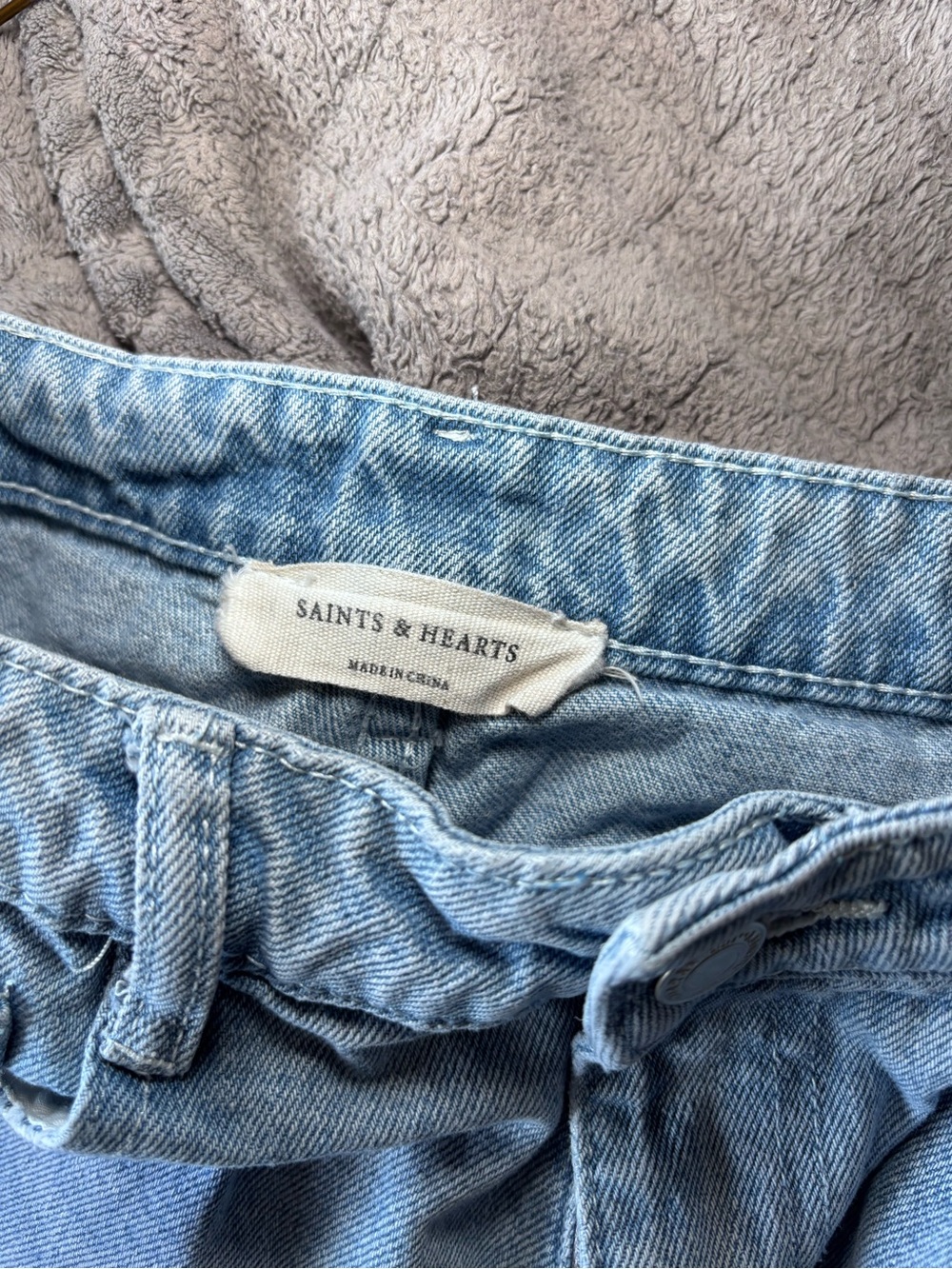 Saints & Hearts | Womens Blue Denim Raw Hem Wide Leg Jeans S - Picture 3 of 7